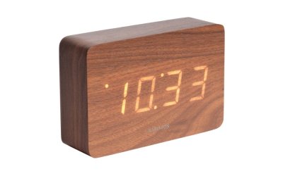 Ceas alarmă cu aspect de lemn, Karlsson Cube, 15 x 10 cm