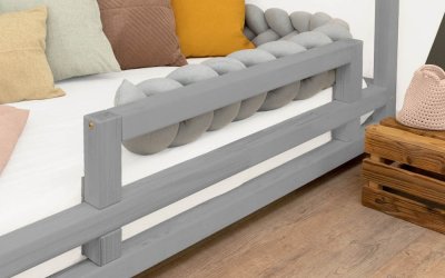 Panou lateral din lemn de molid pentru patul Benlemi Safety, lungime 90 cm, gri