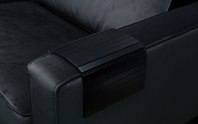 Cotieră flexibilă din lemn pentru canapea WOOOD Tray, negru