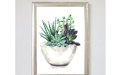 Poster 20×30 cm Green Leaf Vase – Piacenza Art