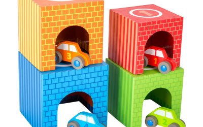 Cuburi stivuibile din lemn pentru copii Legler Vehicles