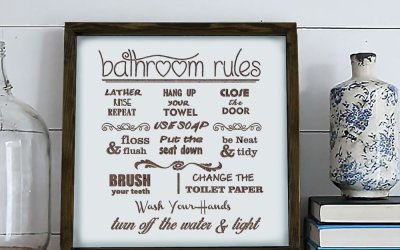 Semn 34×34 cm Bathroom Rules – Evila Originals