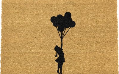 Covoraș intrare din fibre de cocos Artsy Doormats Flying Balloon Girl, 40 x 60 cm