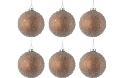 Set 6 globuri din sticlă pentru Crăciun J-Line Bauble, ø 8 cm, auriu
