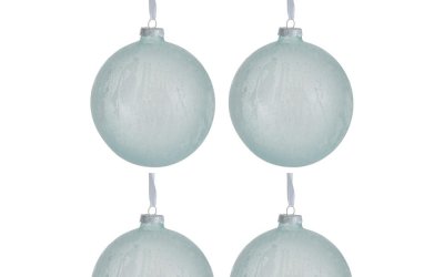 Set 4 globuri din sticlă pentru Crăciun J-Line Xmas, ø 12 cm, alb – albastru