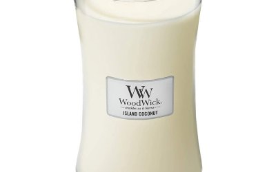 Lumânare parfumată WoodWick, cu aromă de cocos, 110 ore