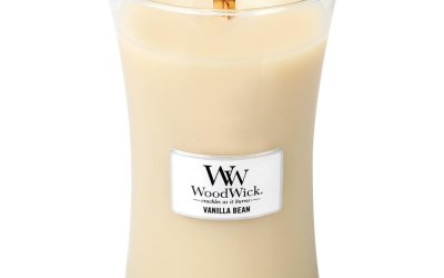 Lumânare parfumată WoodWick Vanilie galbenă, 110 ore