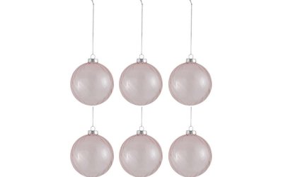 Set 6 globuri din sticlă pentru Crăciun J-Line Xmas, ø 8 cm, roz