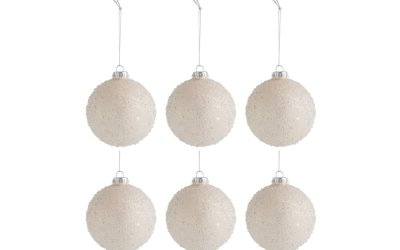 Set 6 globuri din sticlă pentru Crăciun J-Line Pearls, ø 8 cm, bej
