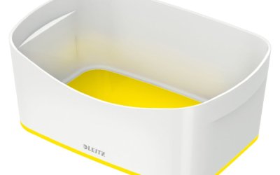 Cutie de birou Leitz MyBox, lungime 24,5 cm, alb – galben