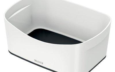 Cutie de birou Leitz MyBox, lungime 24,5 cm, alb – negru