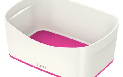 Cutie de birou Leitz MyBox, lungime 24,5 cm, alb – roz