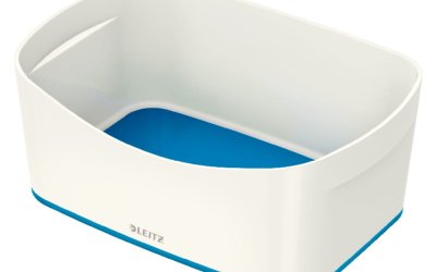 Cutie de birou Leitz MyBox, lungime 24,5 cm, alb – albastru