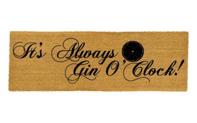 Covoraș intrare din fibre de cocos Artsy Doormats It’s Always Gin O’Clock, 40 x 120 cm