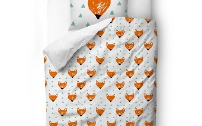 Lenjerie de pat din bumbac pentru copii Mr. Little Fox Orange Heads, 100 x 130 cm