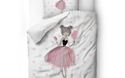 Lenjerie de pat din bumbac Mr. Little Fox Pink Girls, 140 x 200 cm