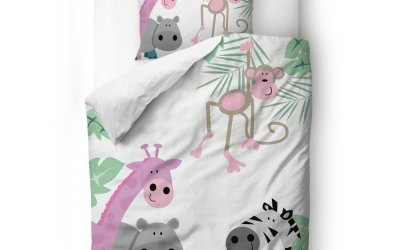 Lenjerie de pat din bumbac pentru copii Mr. Little Fox Cute Africa, 100 x 130 cm