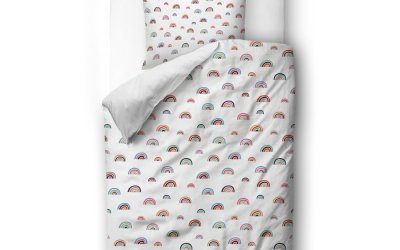 Lenjerie de pat din bumbac pentru copii Mr. Little Fox Cute Rainbows, 100 x 130 cm