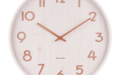Ceas de perete din lemn de tei Karlsson Pure Medium, alb, ø 40 cm