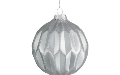 Set 6 globuri de Crăciun din sticlă J-Line Glitter, argintiu