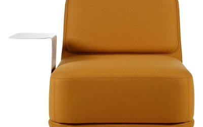Fotoliu cu măsuță metalică albă Softline Standby Medium + Side Table, portocaliu