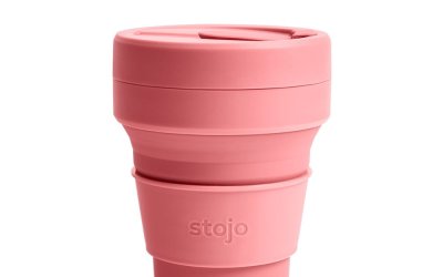 Cană termică pliabilă Stojo Pocket, 355 ml, roz-portocaliu