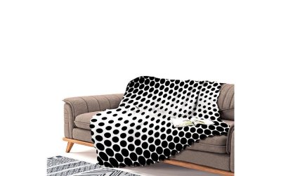 Cuvertură pentru canapea din chenilă Antonio Remondini Dots, 180 x 180 cm, negru-alb