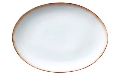 Bol oval pentru servire din gresie Bitz Basics Grey Cream, 45 x 34 cm, gri-crem