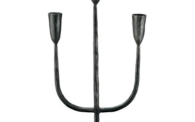 Sfeșnic metalic cu trei brațe Nkuku Mbata, înălțime 39 cm, negru