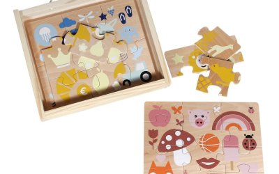 Set 4 puzzle-uri din lemn Kindsgut Colours