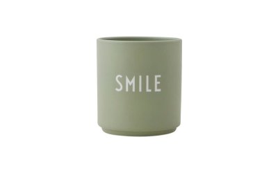 Cană din porțelan Design Letters Favourite Smile, verde salvie