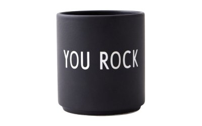Cană din porțelan Design Letters Favourite You Rock, negru