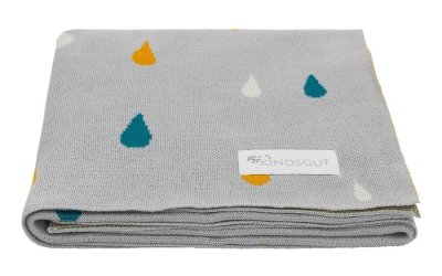 Pătură din bumbac pentru copii Kindsgut Rain, 80 x 100 cm, gri