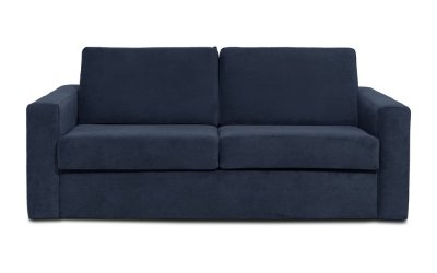 Canapea extensibilă cu tapițerie din reiat Scandic Elbeko, albastru închis