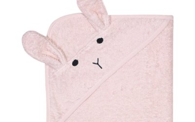 Prosoape de bumbac pentru copii cu glugă Kindsgut Rabbit, roz