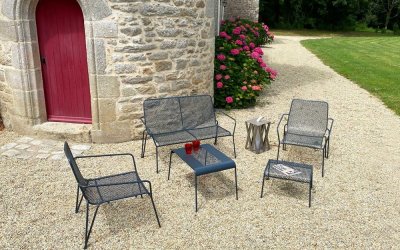 Set mobilier metalic de grădină Ezeis Ambroise, gri închis
