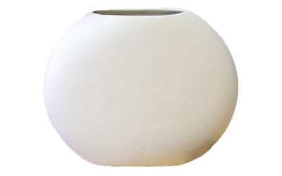 Vază ovală din ceramică Rulina Flat, înălțime 13 cm, alb