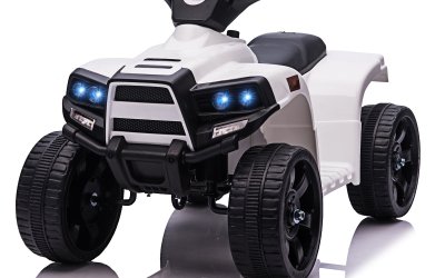 HomCom ATV electric pentru copii, lumini si claxon, negru/alb | AOSOM RO
