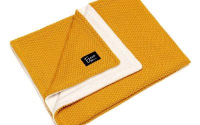 Pătură tricotată pentru copii ESECO Winter, 80 x 100 cm, galben muștar