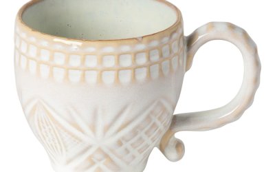 Cană din gresie ceramică Costa Nova Cristal, 300 ml, alb-bej
