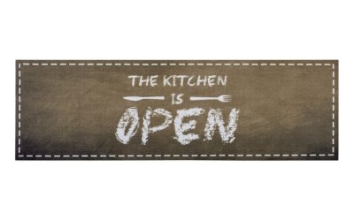 Covor tip traversă Zala Living The Kitchen is Open, 50 x 150 cm, maro