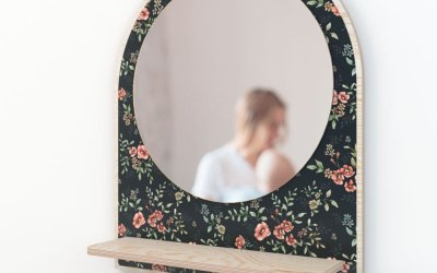 Oglindă de perete cu raft ø 35 cm French Folk – Dekornik