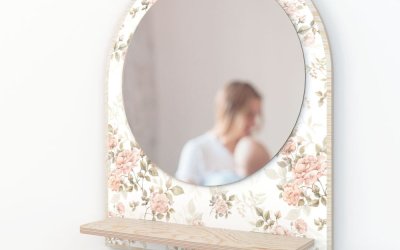 Oglindă de perete cu raft ø 35 cm Roses – Dekornik