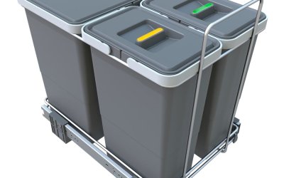 Coș de gunoi de plastic pentru deșeuri sortate/încorporat 18 + 8 + 8 l Ecofil – Elletipi