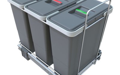 Coș de gunoi de plastic pentru deșeuri selecționate/încorporat 12 + 12 + 12 l Ecofil – Elletipi