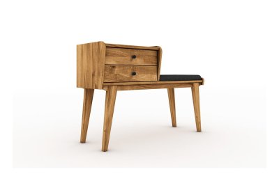 Bancă cu sertare din lemn de stejar cu șezut gri Retro – The Beds