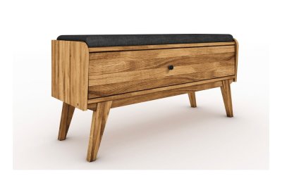 Bancă cu spațiu de depozitare din lemn de stejar cu șezut gri Retro – The Beds