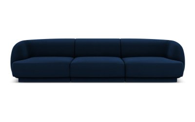 Canapea albastră cu tapițerie din catifea 259 cm Miley – Micadoni Home