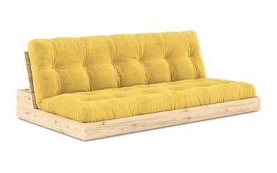 Canapea galbenă extensibilă cu tapițerie din catifea reiată 196 cm Base – Karup Design