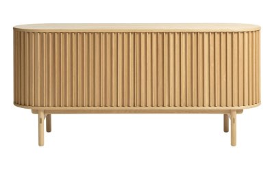Comodă în culoare naturală joasă cu aspect de lemn de stejar 160×73 cm Carno – Unique Furniture
